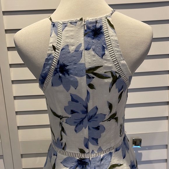 Lulus NWOT Floral Halter lined with Asymmetrical bottom Dress. 100% Cotton. - Picture 6 of 10